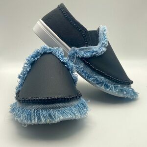 Handmade leather and denim canvas shoes